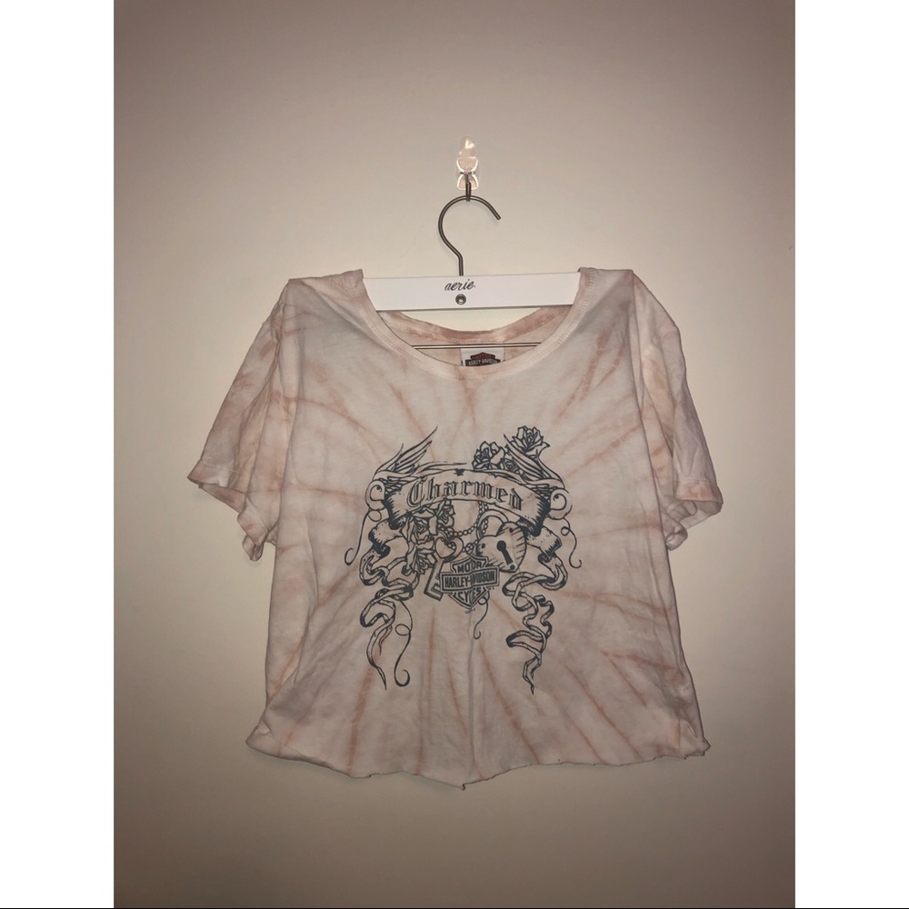 Harley Davidson cropped tie dyed graphic tee